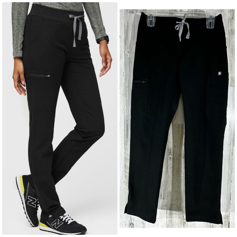 Figs Black Women's Pants with Gray Tie
